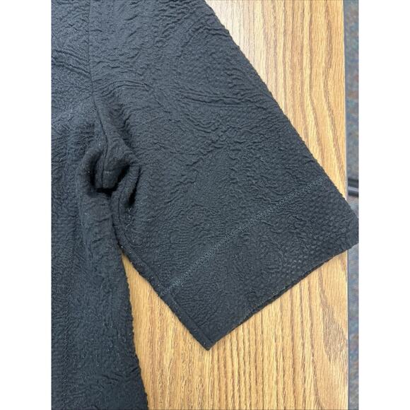 Ann Taylor Loft Women’s Textured Black Short Sleeve Casual Shirt Size Medium - Picture 8 of 8